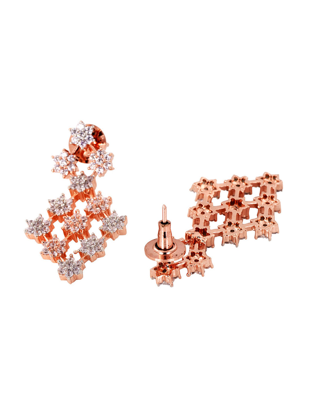Saraf RS Jewellery White Rose Gold-Polished AD Studded Necklace Jewellery Set | Grocsy