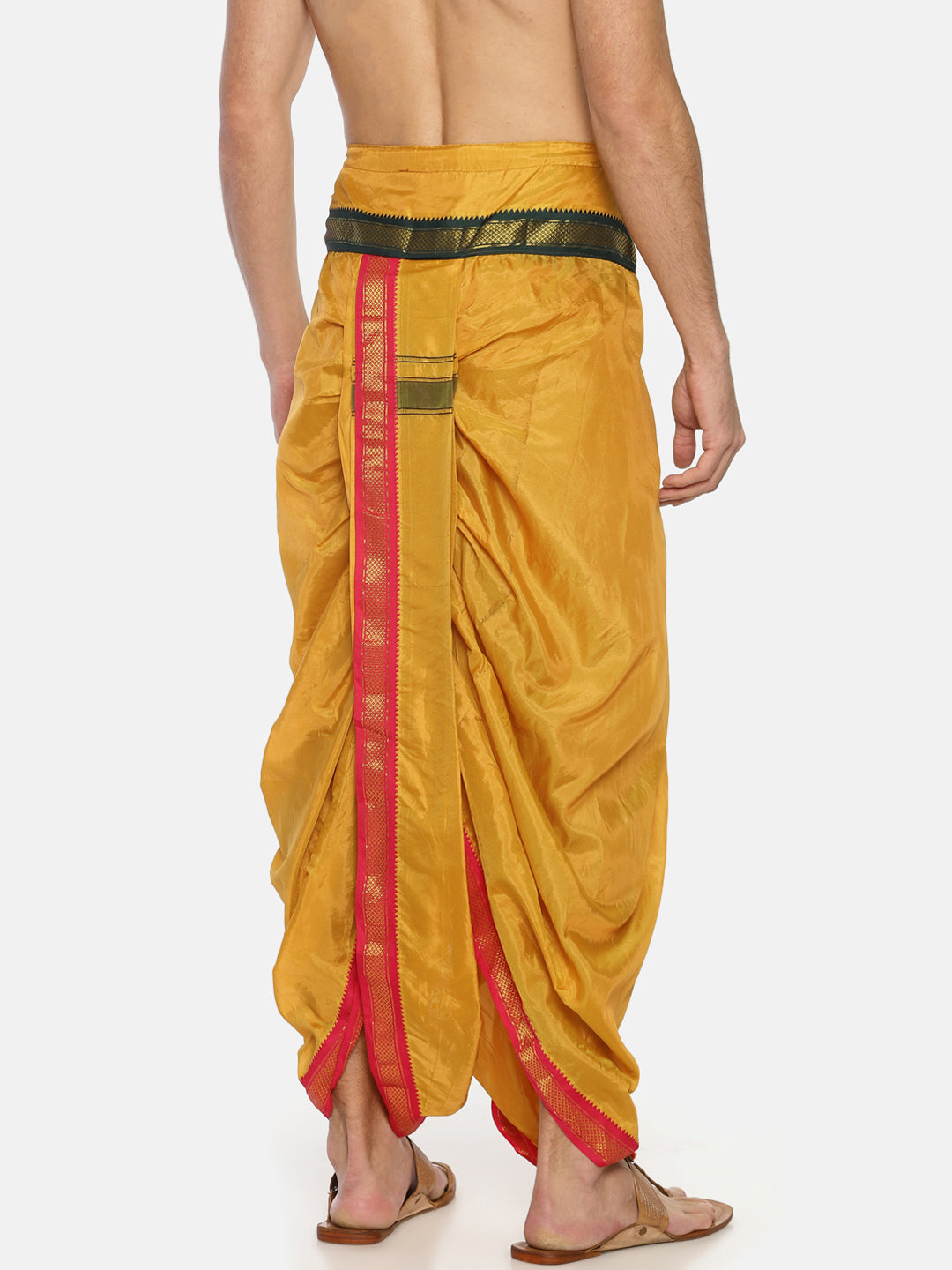 Sethukrishna Mustard Yellow Solid Readymade Dhoti Pant For Men | Grocsy