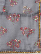 HERE&NOW Women Mustard Yellow Ethnic Motifs Printed Kurta with Trousers & With Dupatta | Grocsy