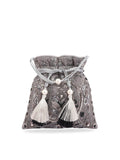 Masq Grey & White Embellished Potli Clutch | Grocsy