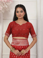 Shree Shyam Fashion Lichi Silk Red Saree | Grocsy