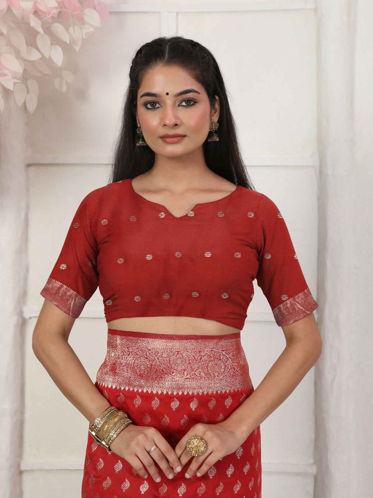 Shree Shyam Fashion Lichi Silk Red Saree | Grocsy
