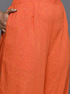 Ahalyaa Women's Traditional wear Kurta Set - Orange | Grocsy