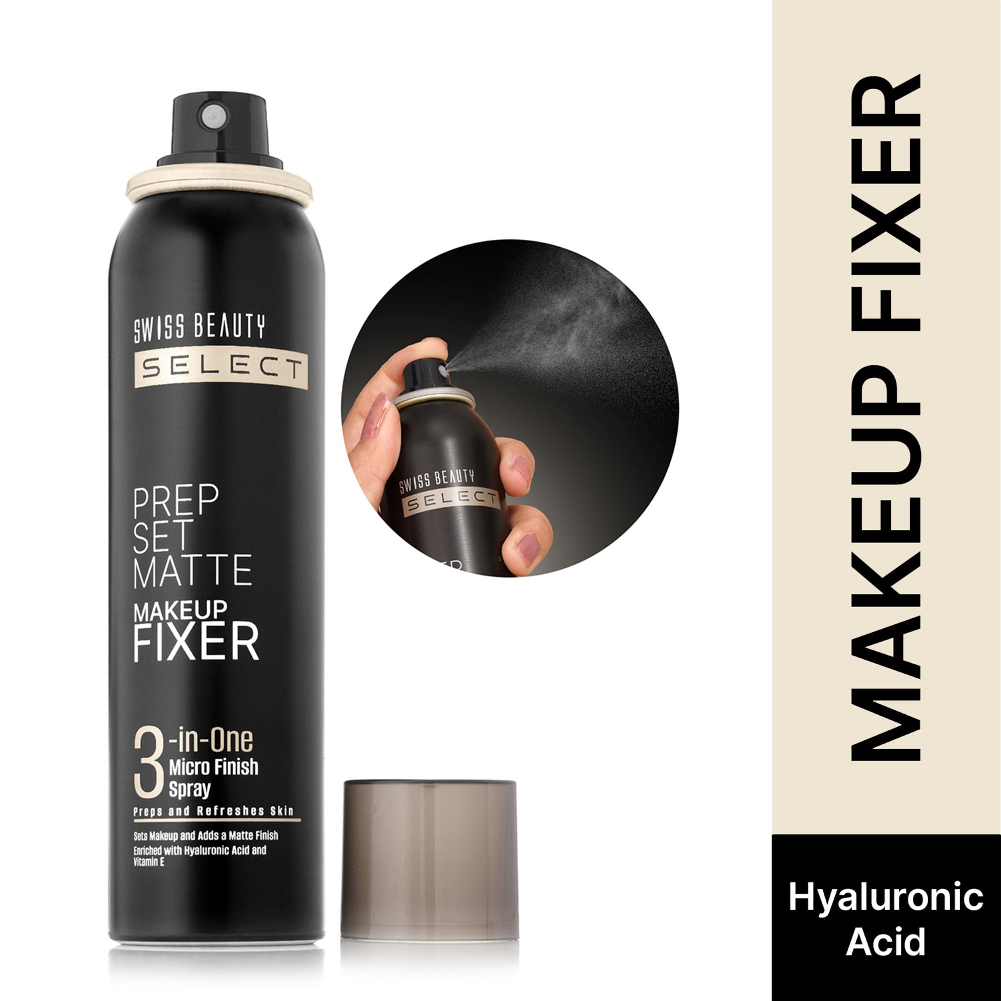 Swiss Beauty Select Prep Set Matte 3 In 1 Micro Finish Spray Enriched With Hyaluronic Acid and Vitamin E | Grocsy