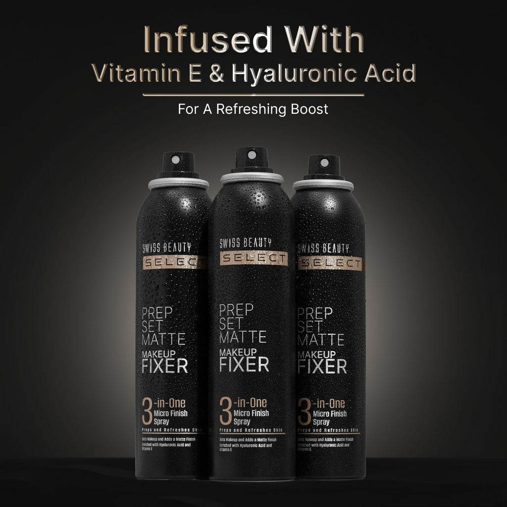 Swiss Beauty Select Prep Set Matte 3 In 1 Micro Finish Spray Enriched With Hyaluronic Acid and Vitamin E | Grocsy