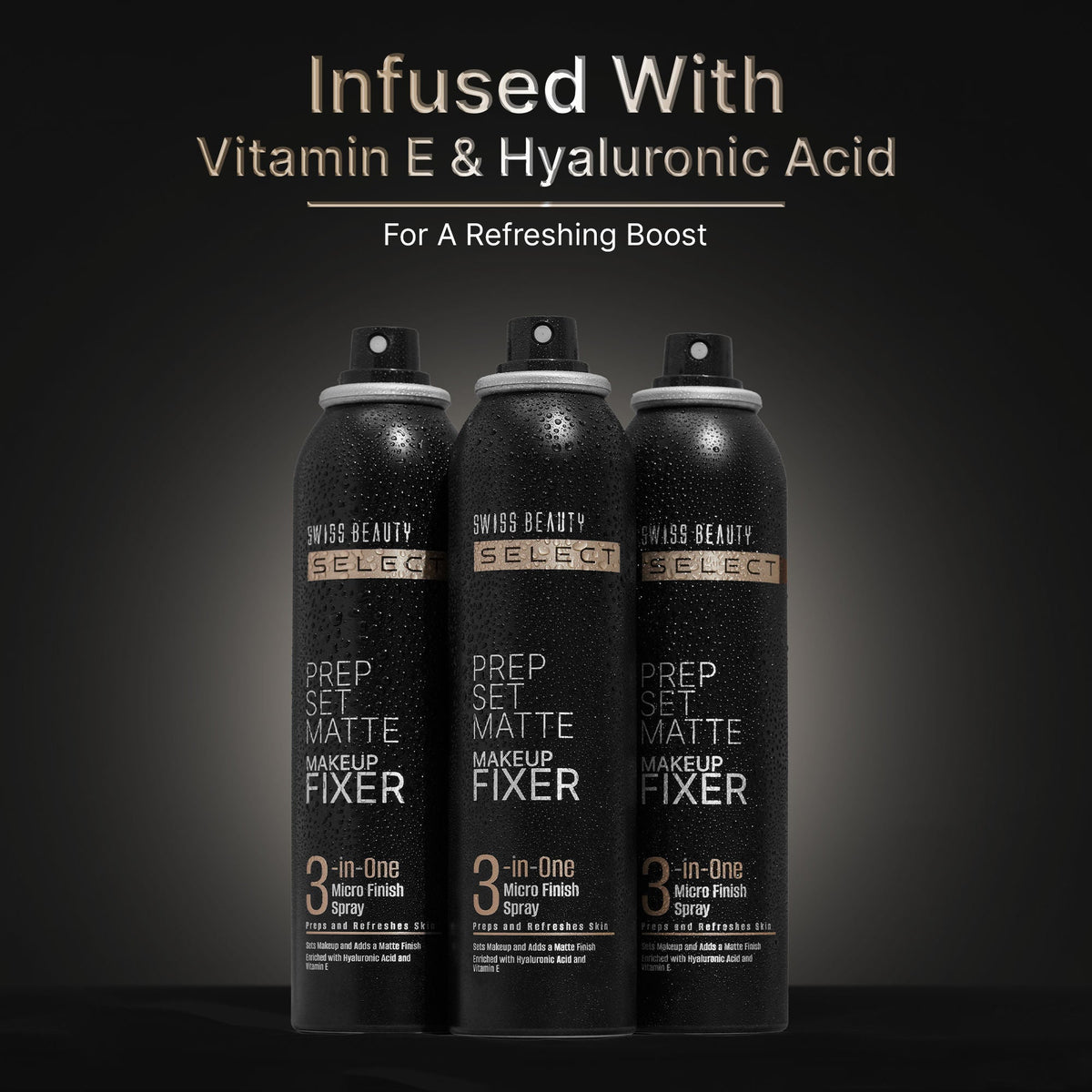 Swiss Beauty Select Prep Set Matte 3 In 1 Micro Finish Spray Enriched With Hyaluronic Acid and Vitamin E | Grocsy