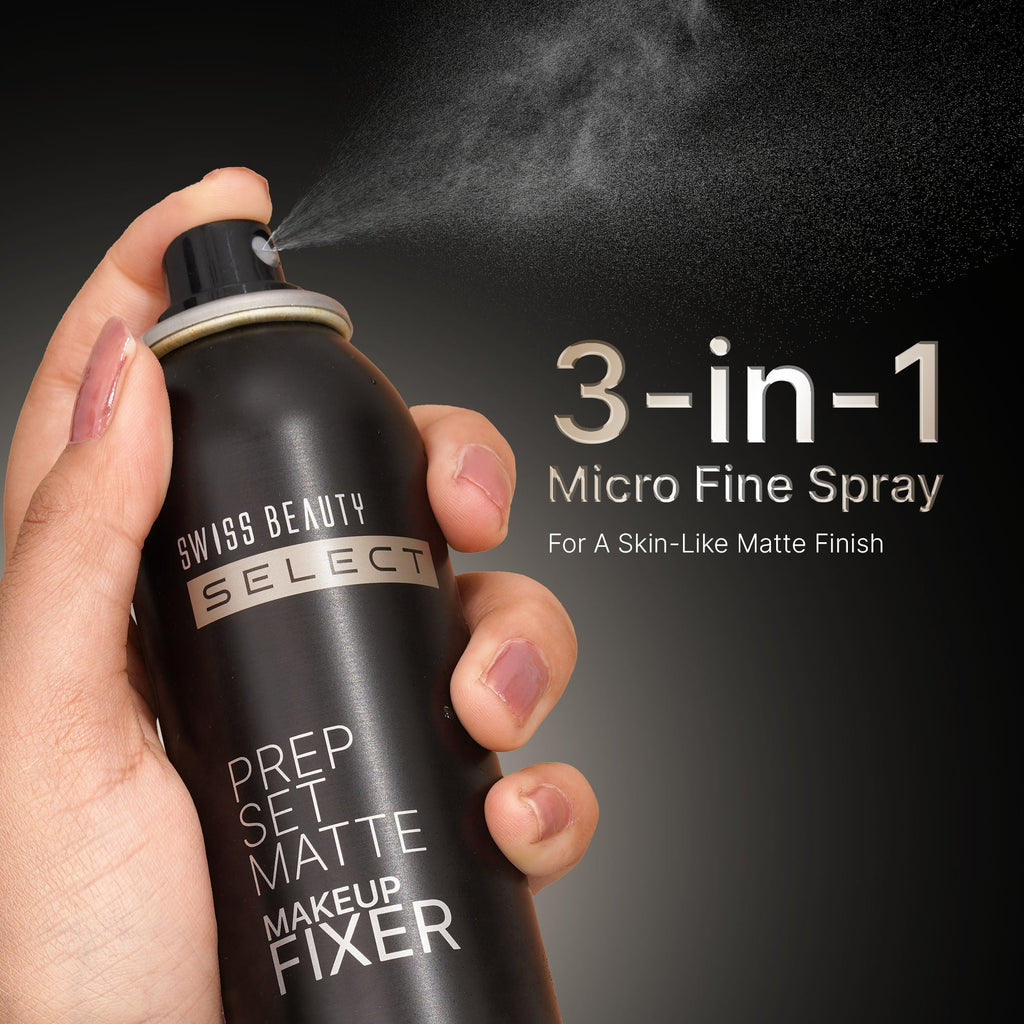 Swiss Beauty Select Prep Set Matte 3 In 1 Micro Finish Spray Enriched With Hyaluronic Acid and Vitamin E | Grocsy