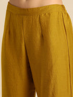 All About You Women Mustard Yellow & Off-White Ethnic Motifs Embroidered Kurta Set | Grocsy