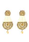 Mominos Fashion Johar Kamal Earrings With Kundan & Pearls Work