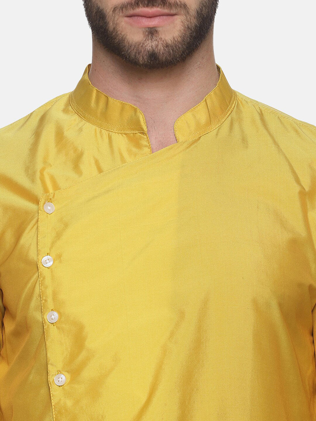 Sethukrishna Men Yellow Angrakha Top with Dhoti Pants | Grocsy