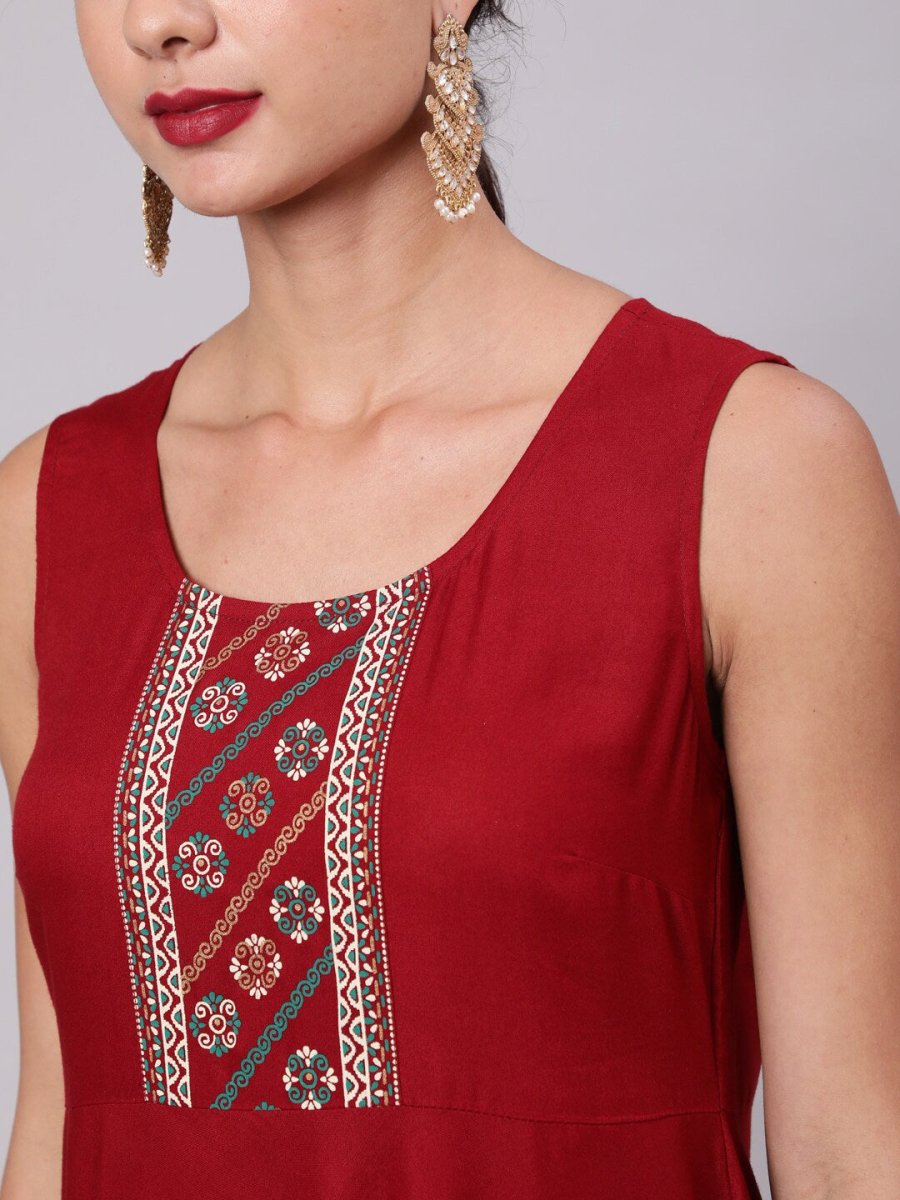 Aks Floral Yoke Design Anarkali Kurta | Grocsy