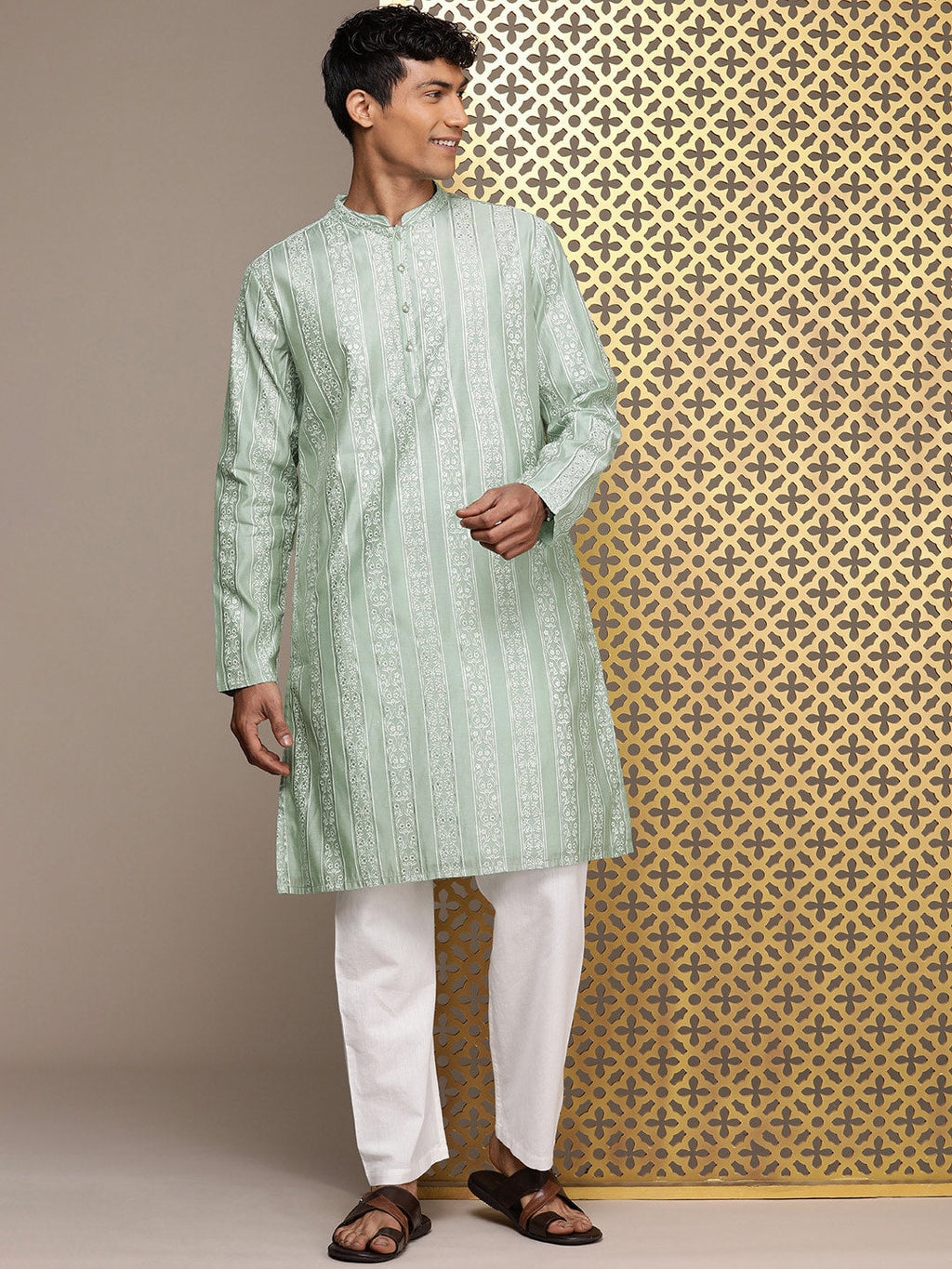 House of Pataudi Ethnic Motifs Printed Straight Jashn Kurta | Grocsy