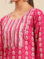 Sangria Women Ethnic Motifs Printed Pure Cotton Kurta with Trousers & With Dupatta | Grocsy