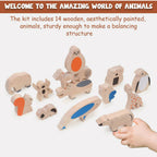 Matoyi Wooden Balancing Animals - 14 Pcs Set | Grocsy
