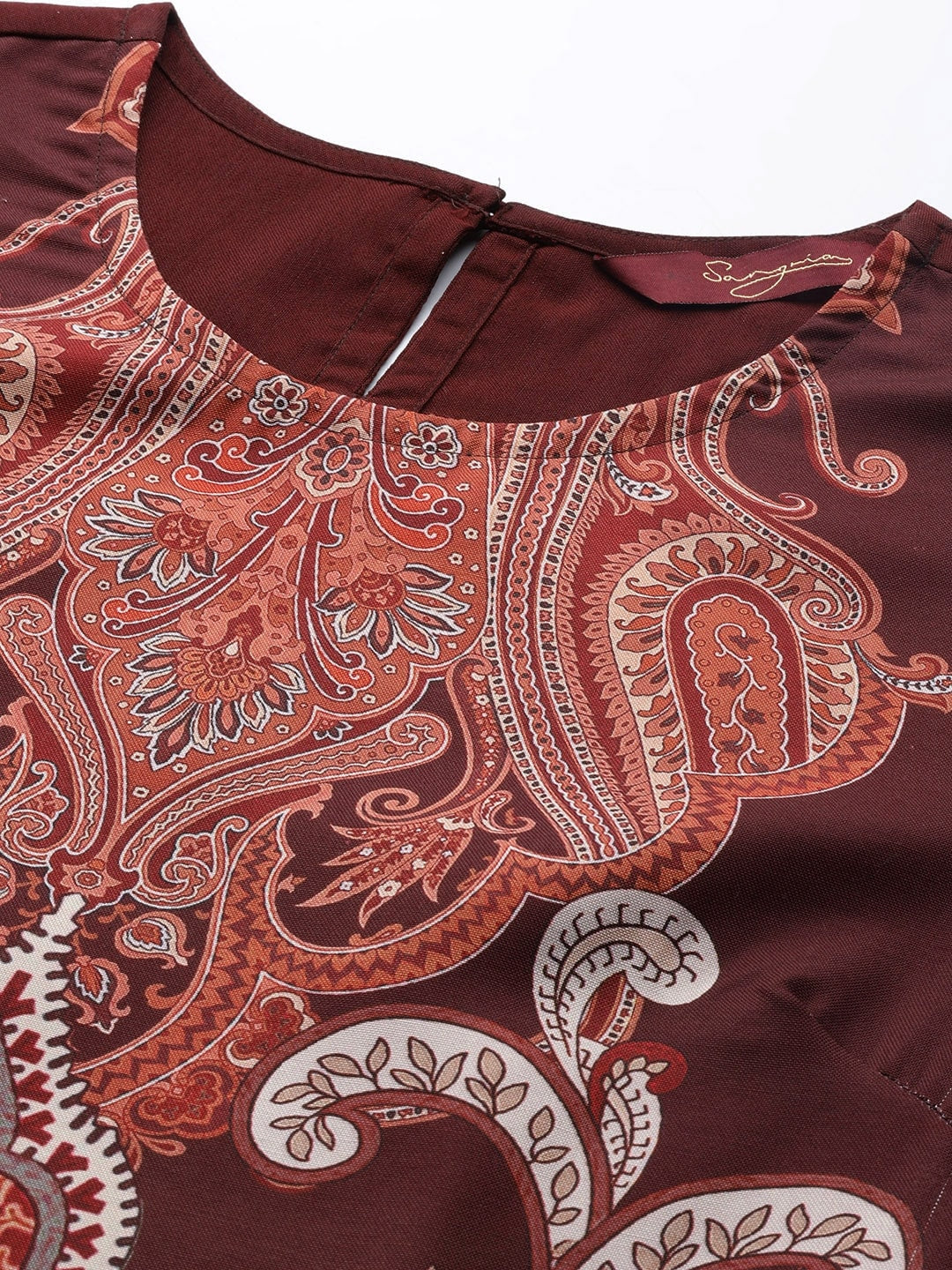Sangria Women Ethnic Motifs Printed Puff Sleeves Straight Kurta | Grocsy