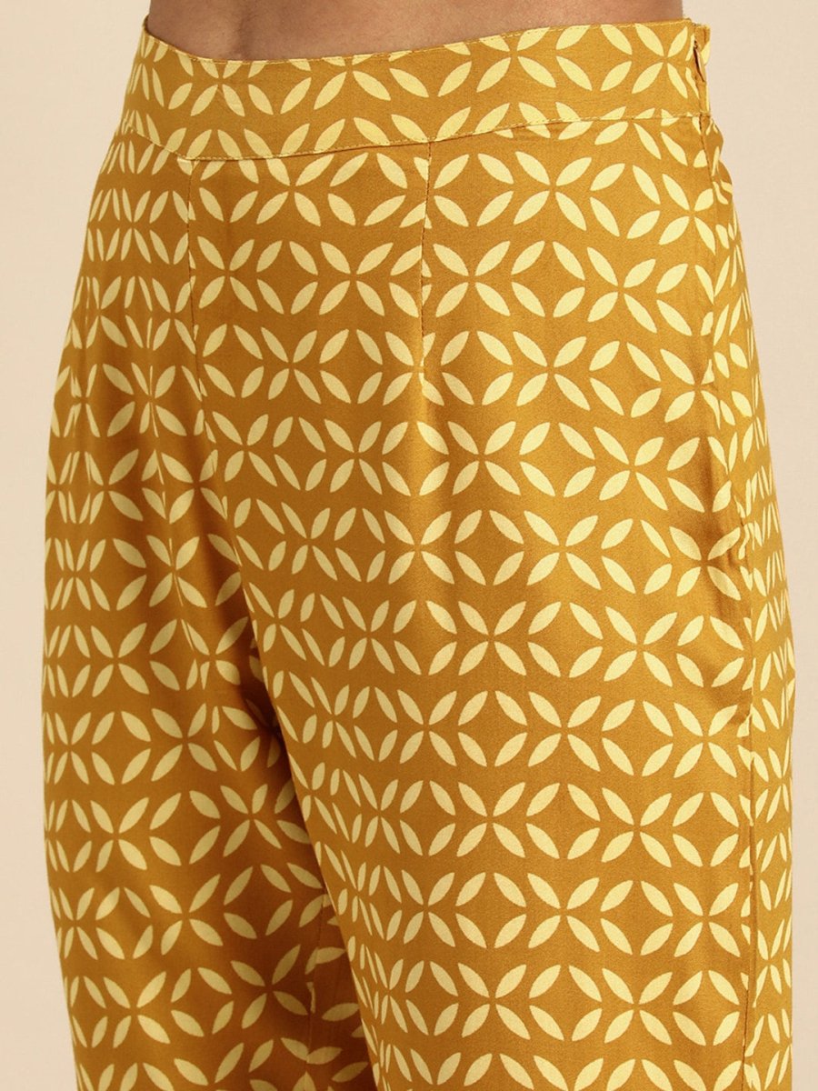 All About You Women Brown & Cream Printed Kurta with Trousers | Grocsy