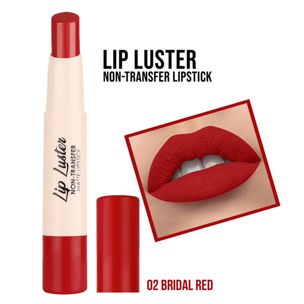 Lyon Beauty Lip Luster Non Transfer Matte Lipstick - Bridal Red 02 | Grocsy