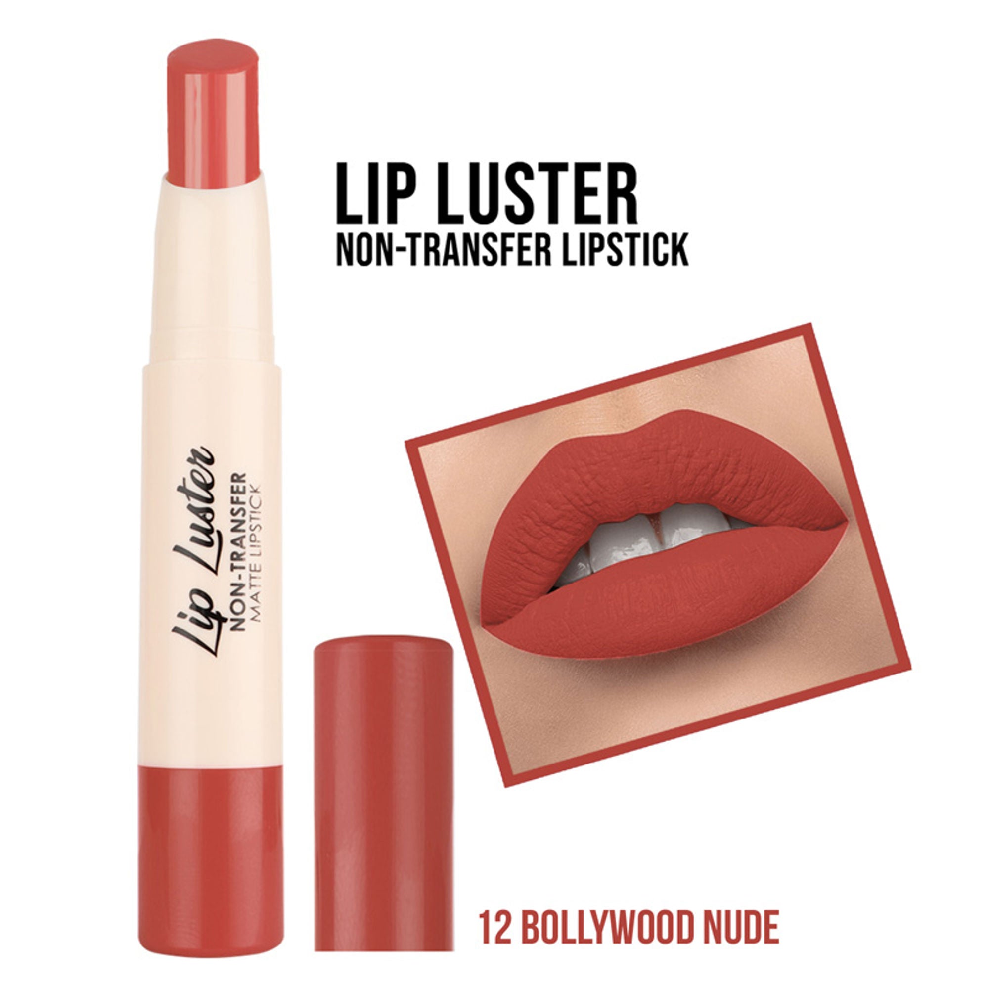 Lyon Beauty Lip Luster Non Transfer Matte Lipstick - Bollywood Nude 12 | Grocsy