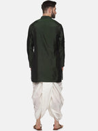 Sethukrishna Men Green Striped Kurta with Dhoti Pants | Grocsy