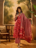 Joban Fashion Printed Red Pure Cotton Kurta Set | Grocsy