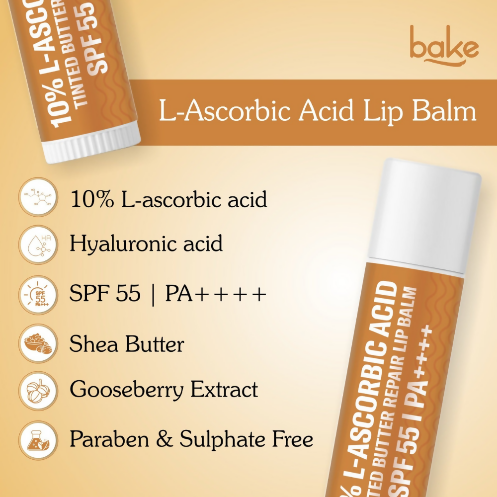 Bake 10% L-Ascorbic Acid Tinted Butter Brightening Lip Balm SPF 55 PA++++ | Grocsy