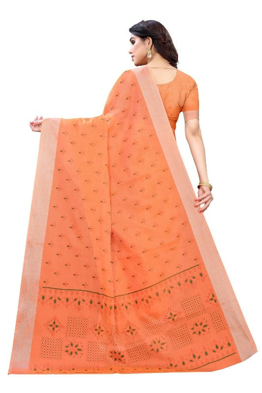 Vamika Orange Chanderi Designer Saree (DIYA ORANGE) | Grocsy