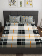 Story@home White & Grey Geometric Cotton 152 TC Queen Bedsheet With 2 Pillow Covers | Grocsy