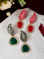Shoshaa Set of 2 Gold-Polished Handcrafted Contemporary Drop Earrings | Grocsy