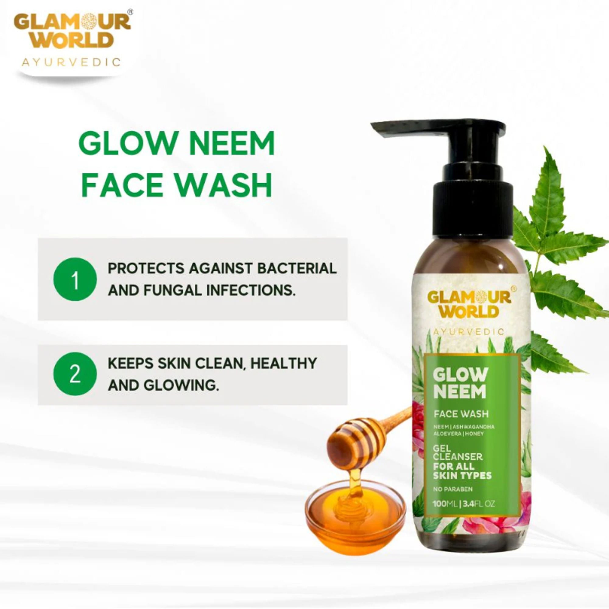 GLAMOUR WORLD AYURVEDIC Glow Neem Face Wash | Grocsy