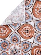 BOMBAY DYEING Brown & White Ethnic Motifs Cotton 104 TC King Bedsheet with 2 Pillow Covers | Grocsy