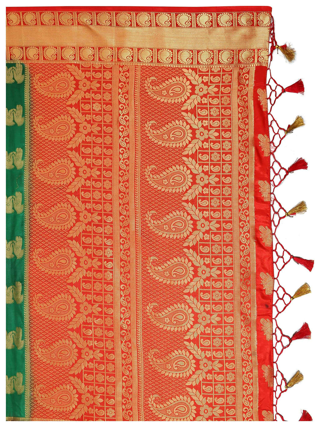 Mimosa Women's Green Kanchipuram Silk Saree | Grocsy