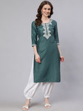 Aks Floral Yoke Design Thread Work Silk Kurta | Grocsy