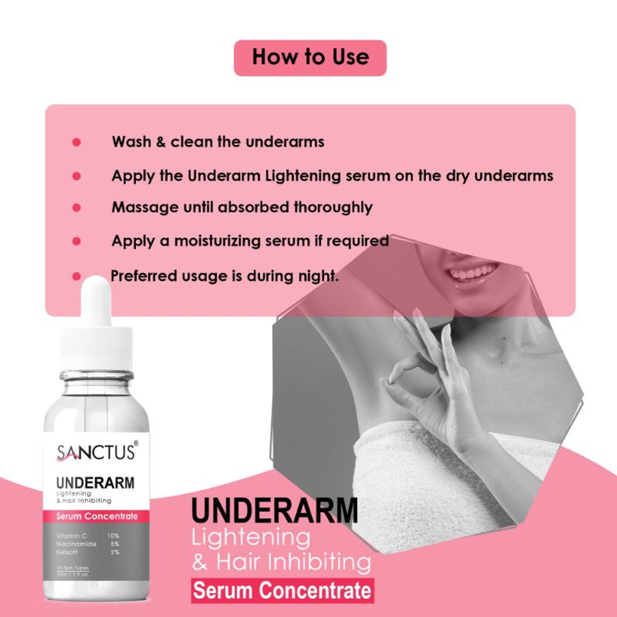 SANCTUS Underarm Lightening & Hair Inhibiting Serum Concentrate | Grocsy