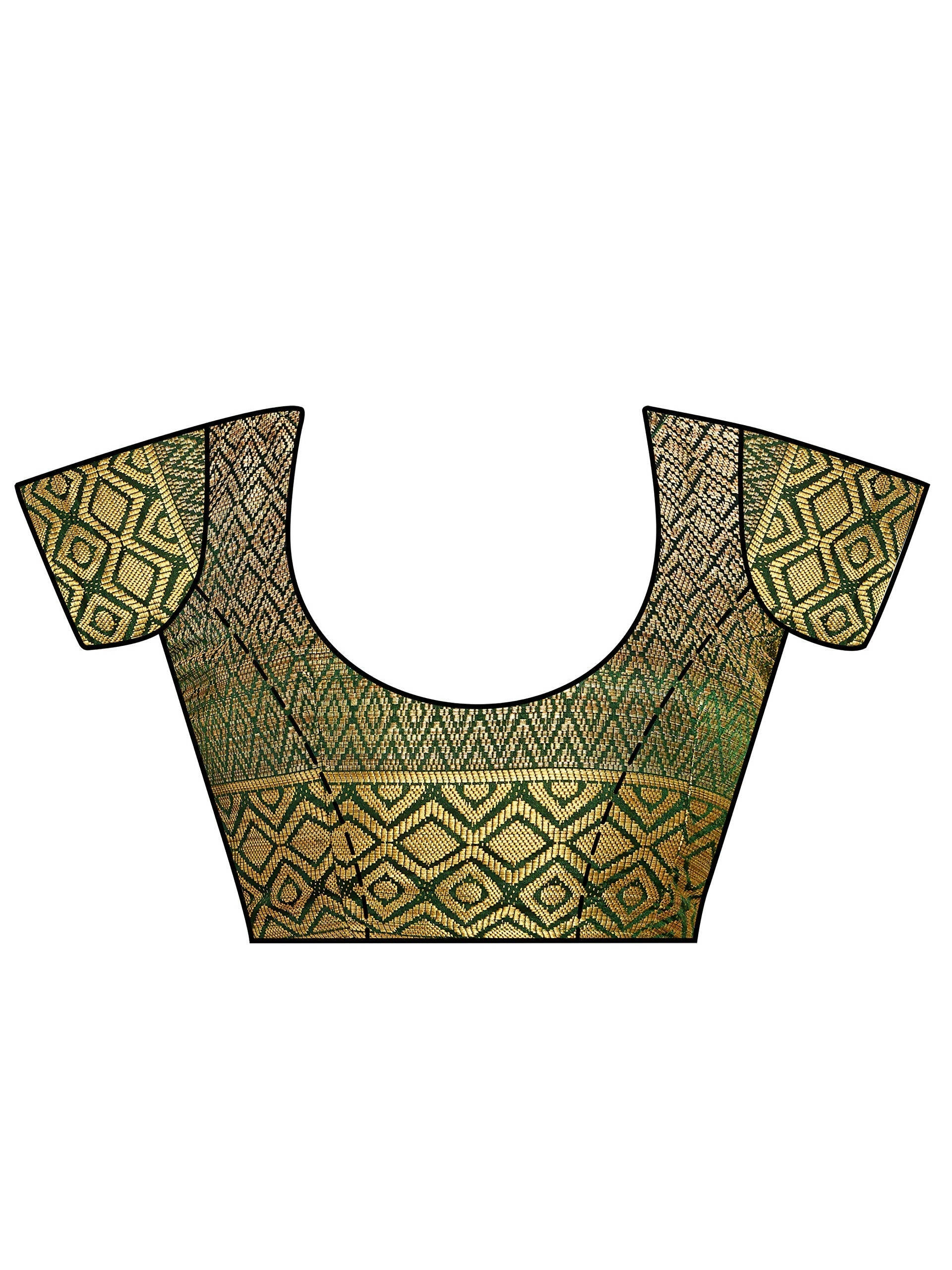 Mimosa Women's Dark Green Kanchipuram Art Silk Saree | Grocsy