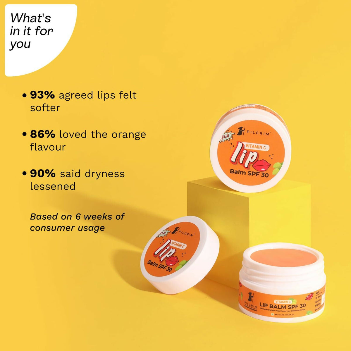 Pilgrim Vitamin C Lip Balm SPF 30 with Australian Kakadu Plum & Shea Butter For Smooth Soft Lips, Soothing & Hydrating Dry & Chapped Lips | Grocsy