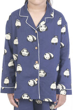 Breathables Kids Cotton Night Suit – Blue Panda Print Shirt & Pyjama Co-Ord Set For Boys & Girls | Grocsy