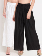 TAG 7 Pack Of 2 Women Black & White Palazzos | Grocsy