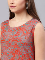 Aks Women Paisley Printed Straight Kurta With Palazzos | Grocsy