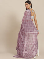 Tikhi Imli Mauve Batik Saree With Chikankari Lace | Grocsy
