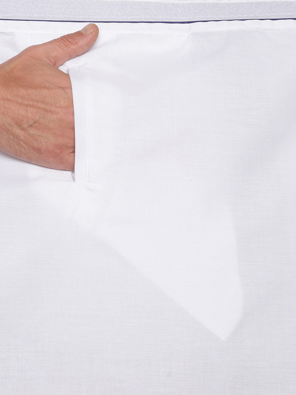 Sethukrishna Mens White Solid Readymade Cotton Dhoti | Grocsy