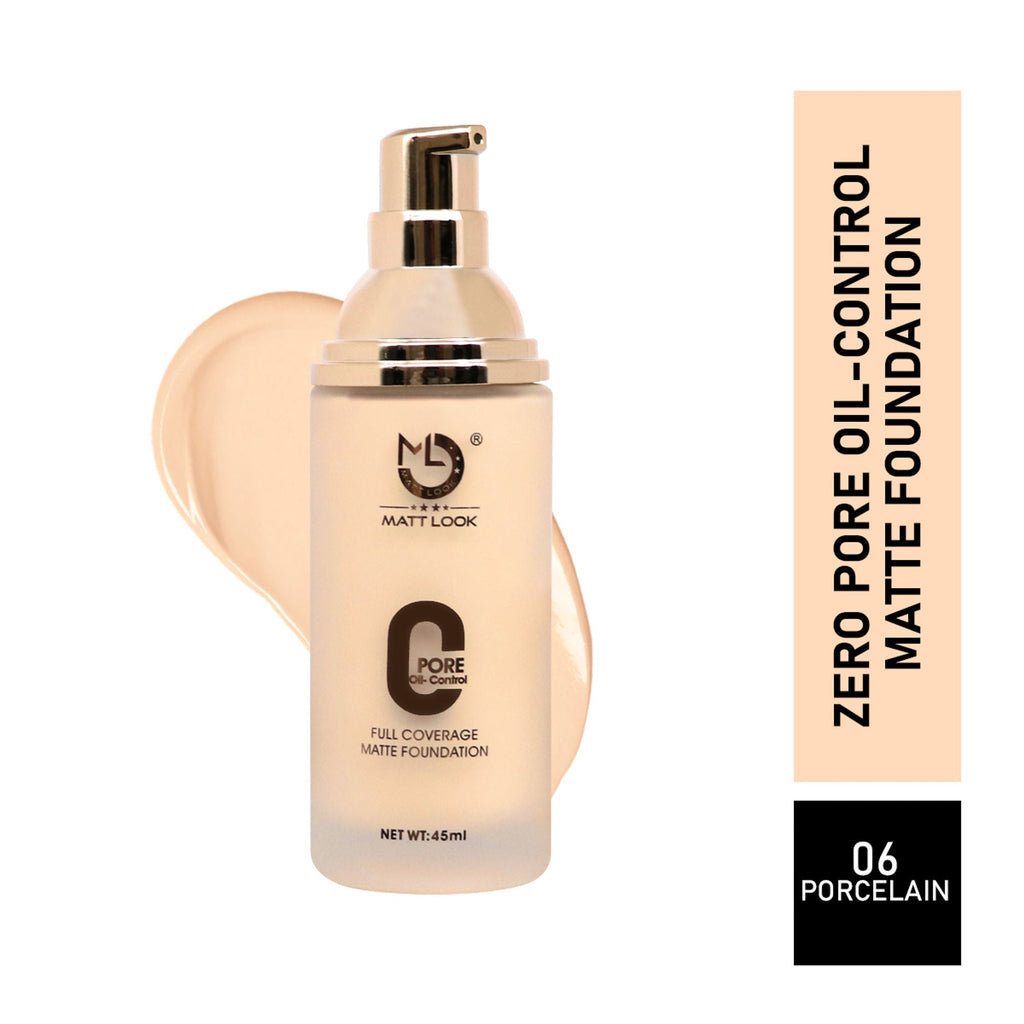 Matt Look Zero Pore Oil Control Full Coverage Matte Foundation - Porcelain | Grocsy