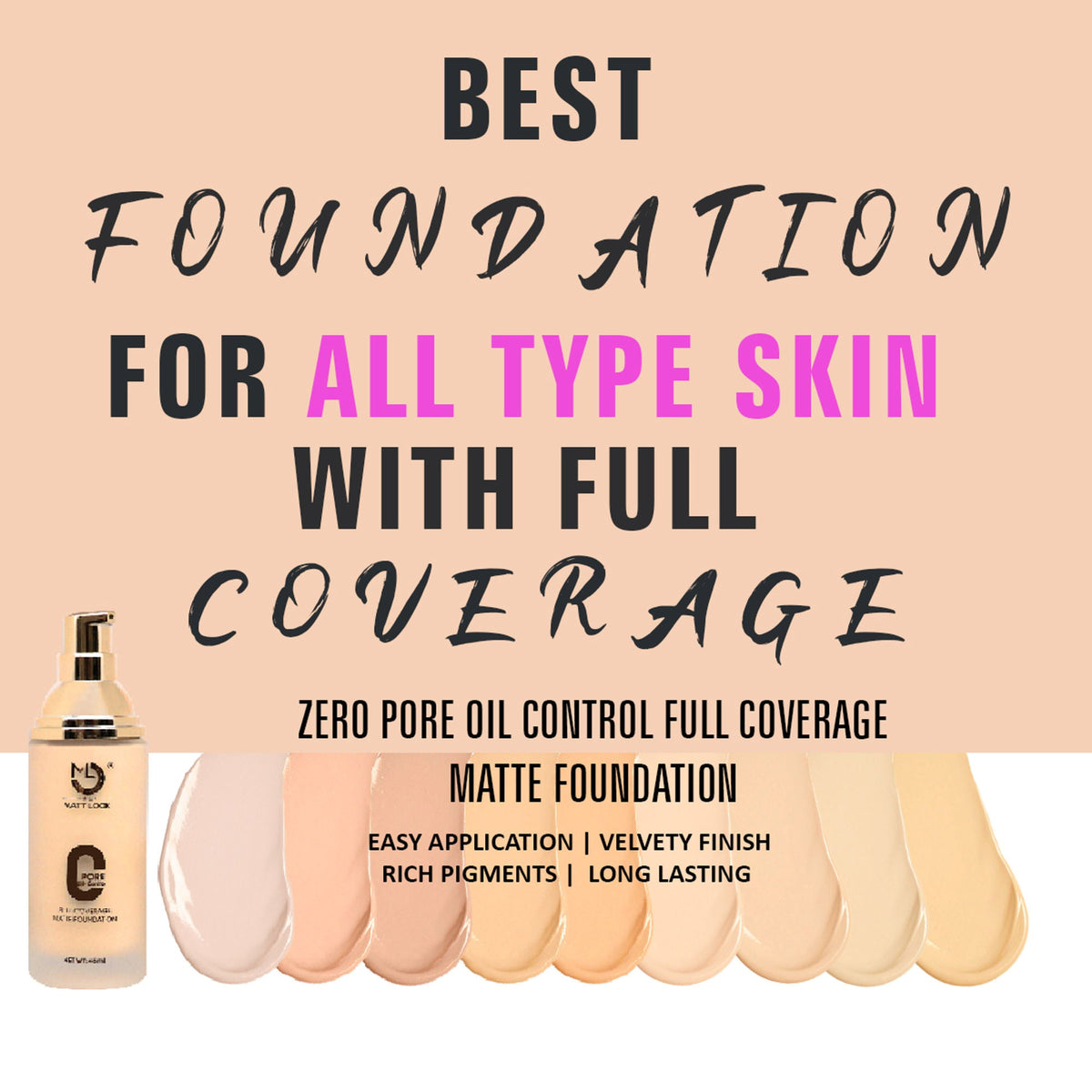 Matt Look Zero Pore Oil Control Full Coverage Matte Foundation - Warm Nude | Grocsy