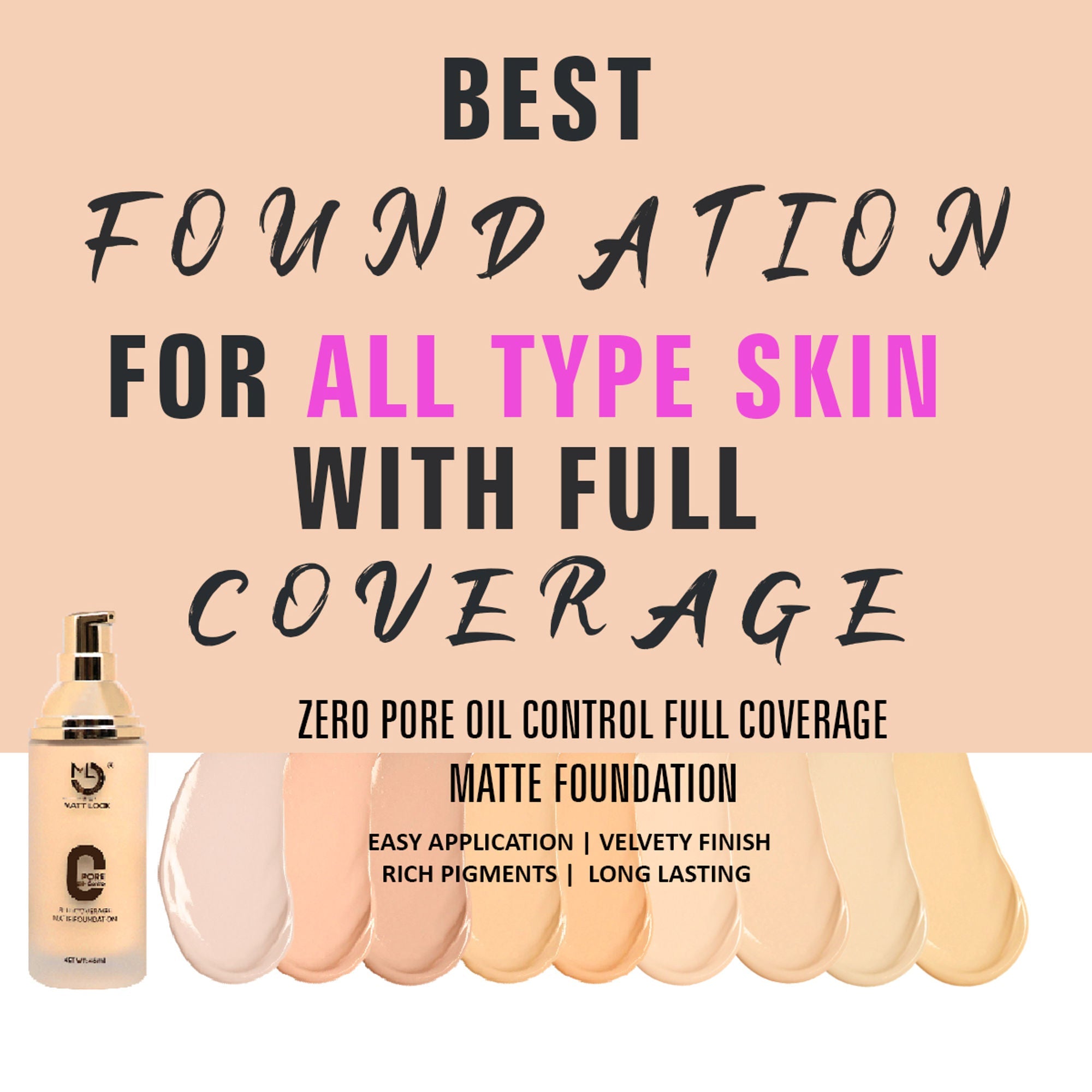 Matt Look Zero Pore Oil Control Full Coverage Matte Foundation - Pure Beige | Grocsy