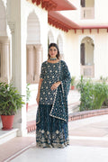 Joban Fashion Rama Green Readymade Kurta Set With Sequence embroidery Work | Grocsy