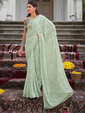 Saree Mall Floral Woven Design Pure Chiffon Sarees | Grocsy