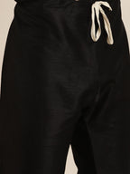 Sojanya Men Black Solid Kurta with Churidar & Nehru Jacket | Grocsy