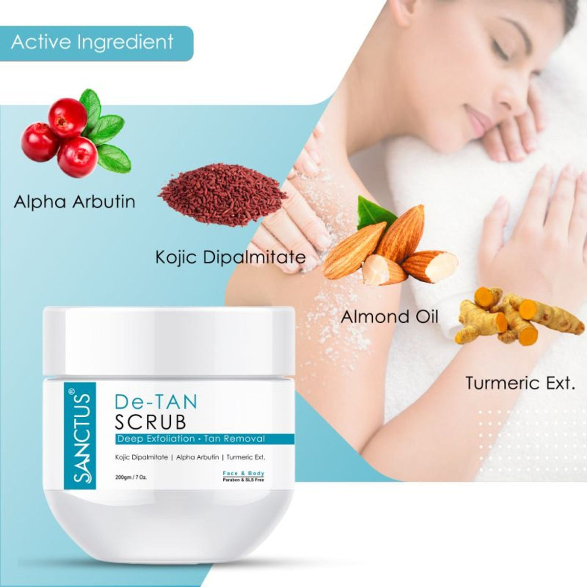 SANCTUS De-Tan Scrub Deep Exfoliation For Tan Removal | Grocsy