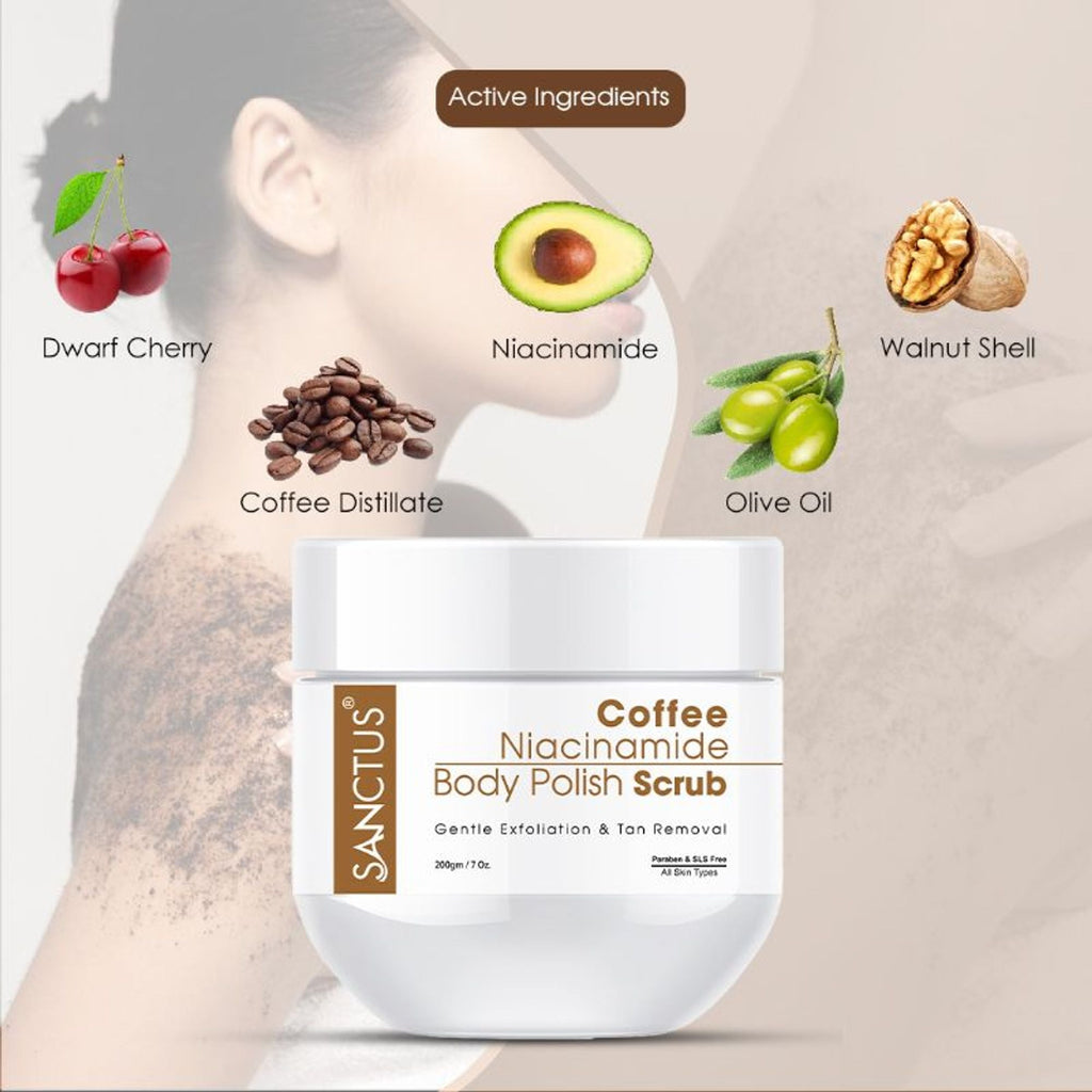 SANCTUS Coffee Niacinamide Body Polish Scrub | Grocsy