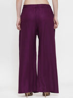 TAG 7 Women Purple Solid Wide Leg Palazzos | Grocsy