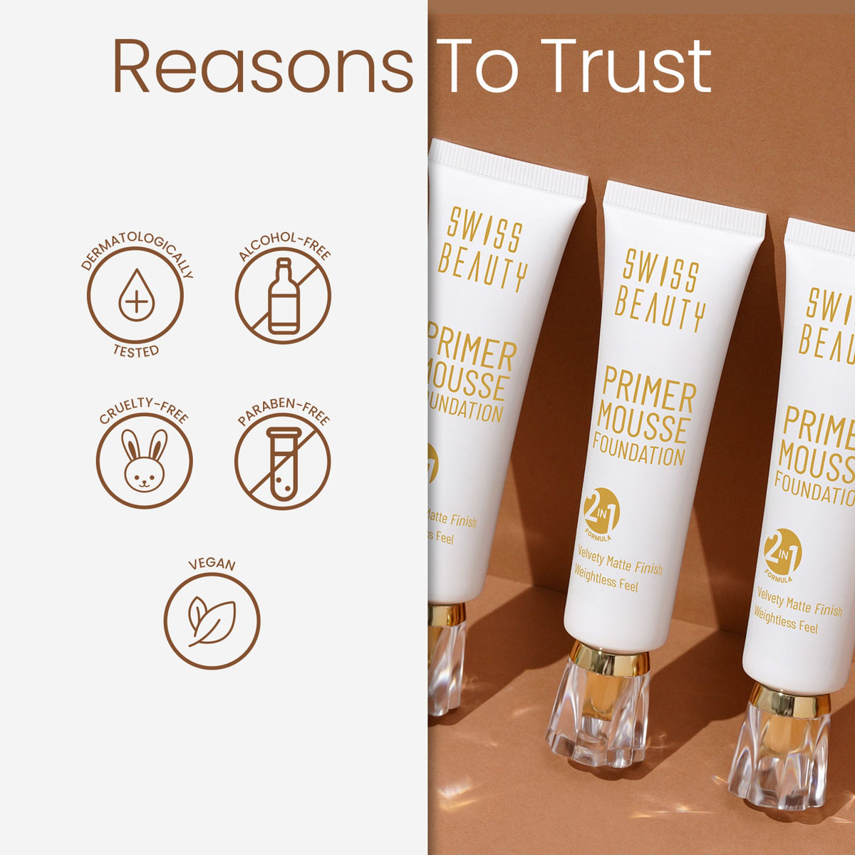 Swiss Beauty Primer Mousse Foundation - 08 Coffee Cream | Grocsy